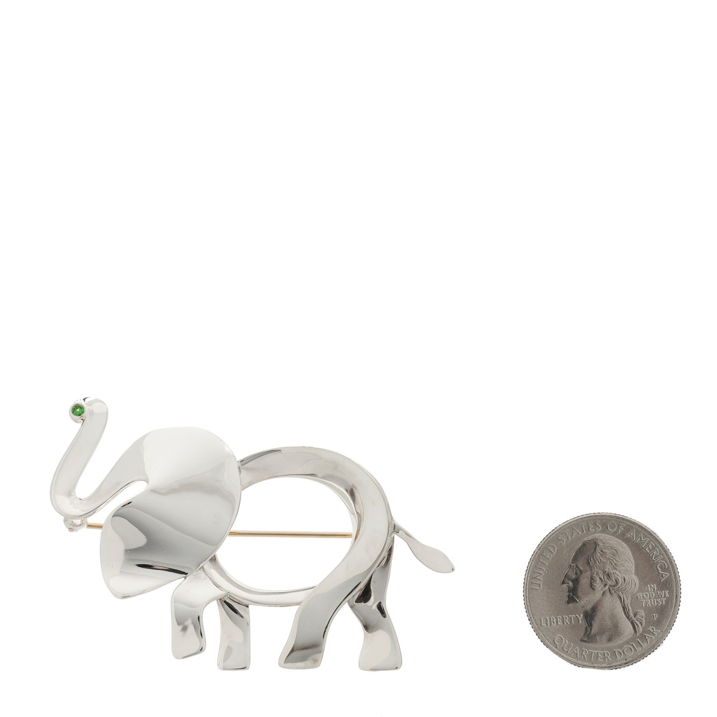 Sterling Silver Tsavorite Large Save the Wild Elephant Brooch