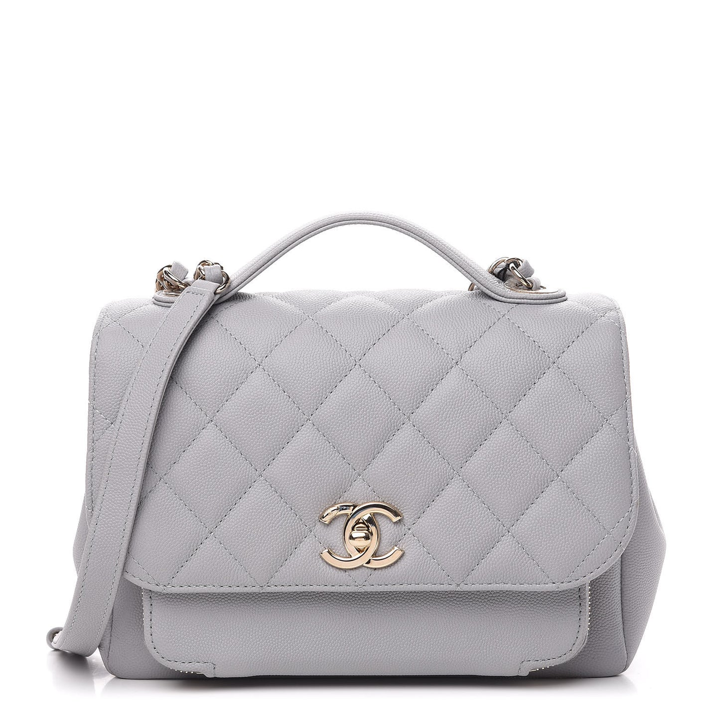Caviar Quilted Medium Business Affinity Flap Grey