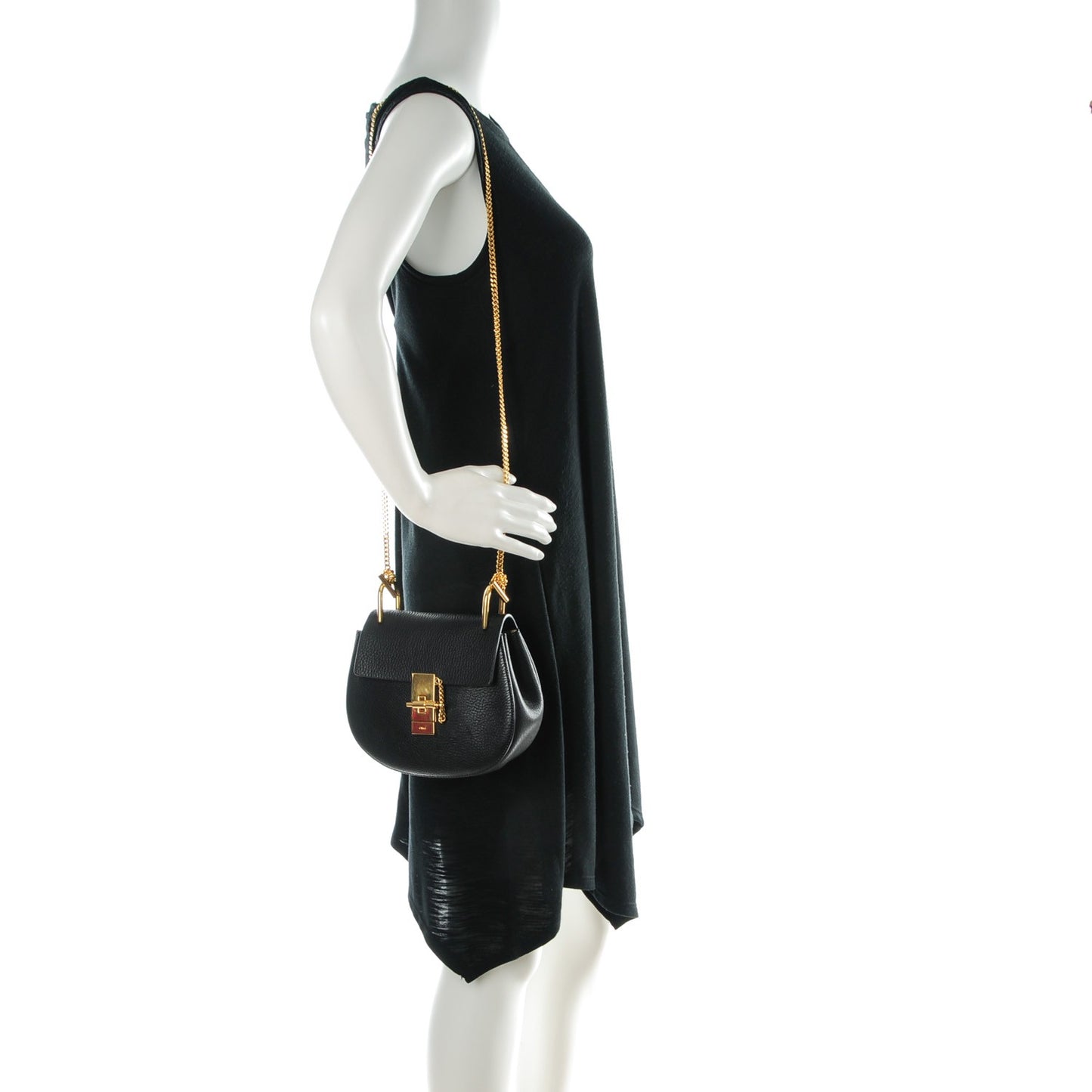 Grained Lambskin Mini Drew Shoulder Bag Black