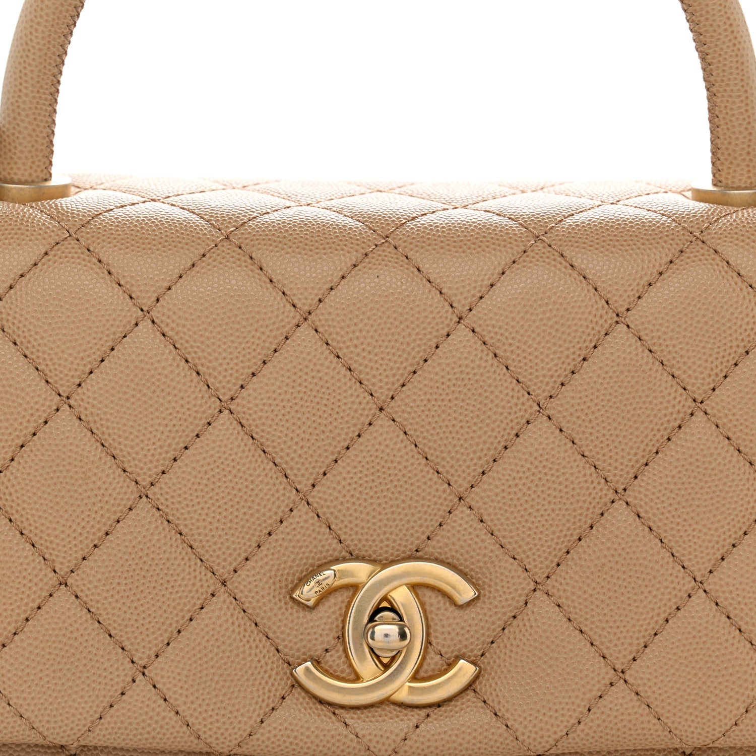 Chanel Caviar Quilted Medium Coco Handle Flap Beige 8 of 10
