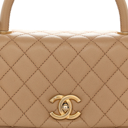 Chanel Caviar Quilted Medium Coco Handle Flap Beige 8 of 10