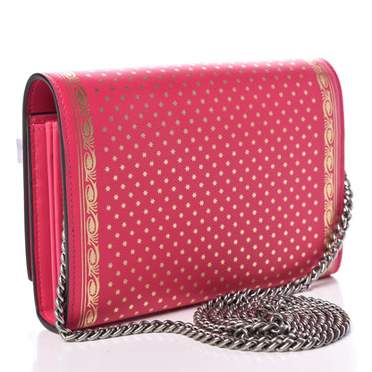 Gucci X SEGA Calfskin GUCCY Stars Chain Wallet Violet Fuxia Gold 3 of 11