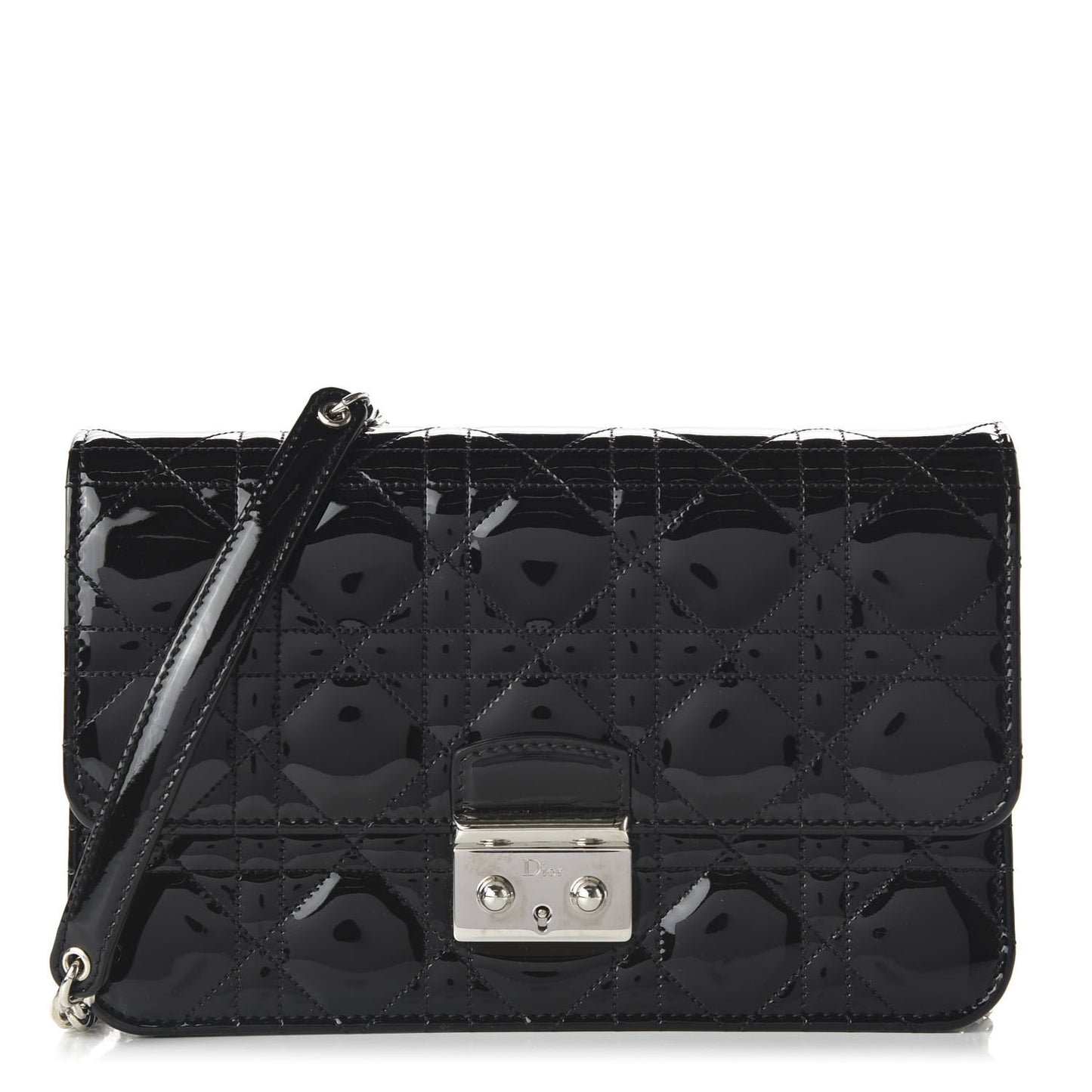 Patent Cannage Miss Dior Promenade Pouch Black