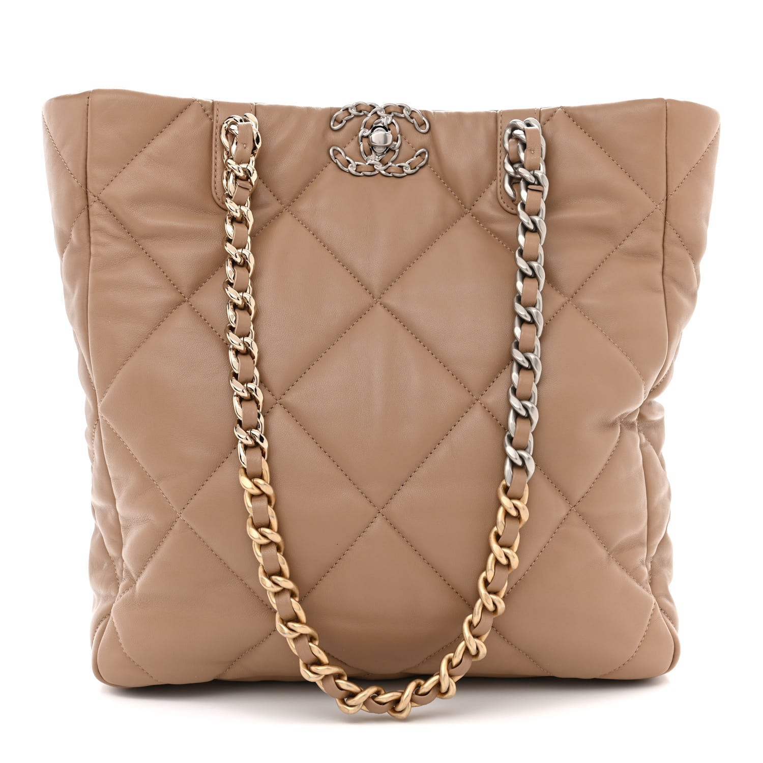 Chanel Lambskin Quilted Chanel 19 Shopping Bag Beige 1 of 10
