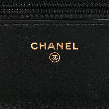 Chanel Lambskin Quilted Pearl Wallet On Chain WOC Black 5 of 13
