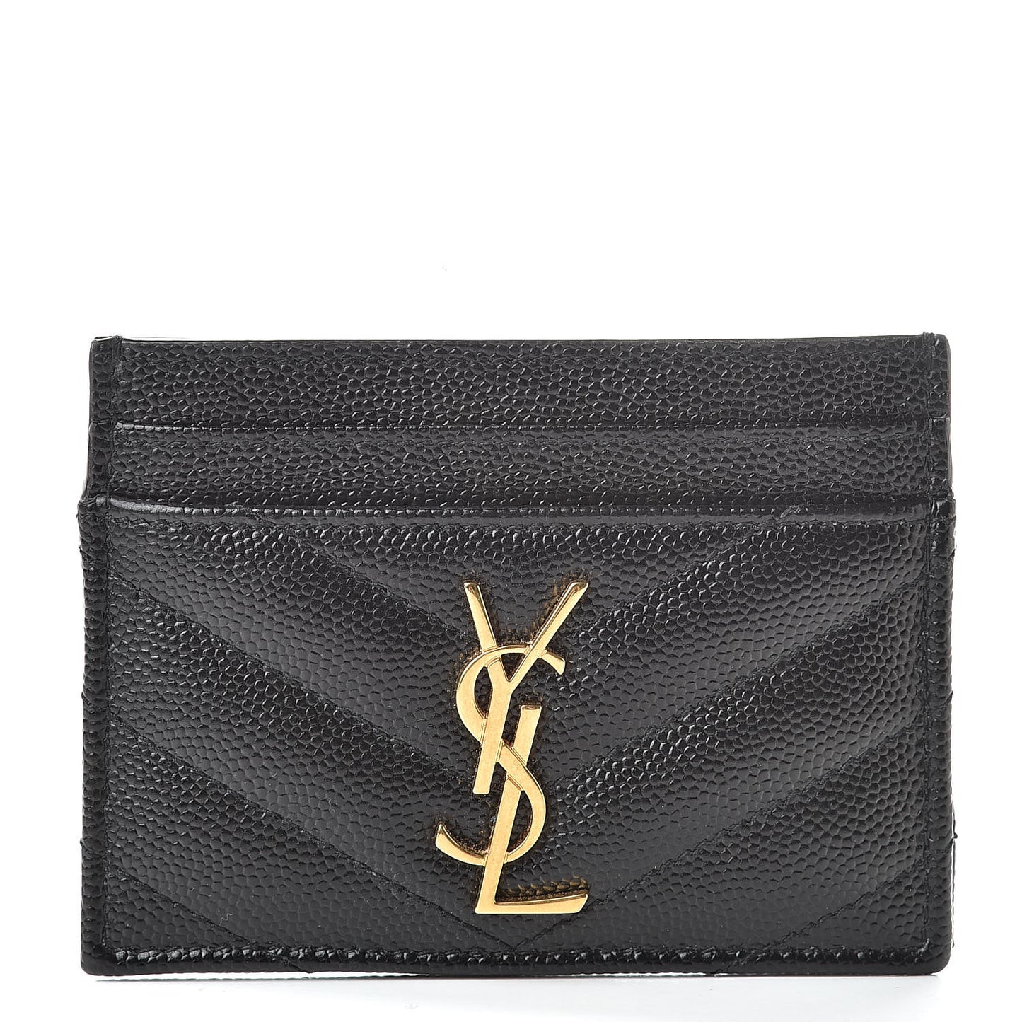 Grain De Poudre Matelasse Chevron Monogram Credit Card Case Black