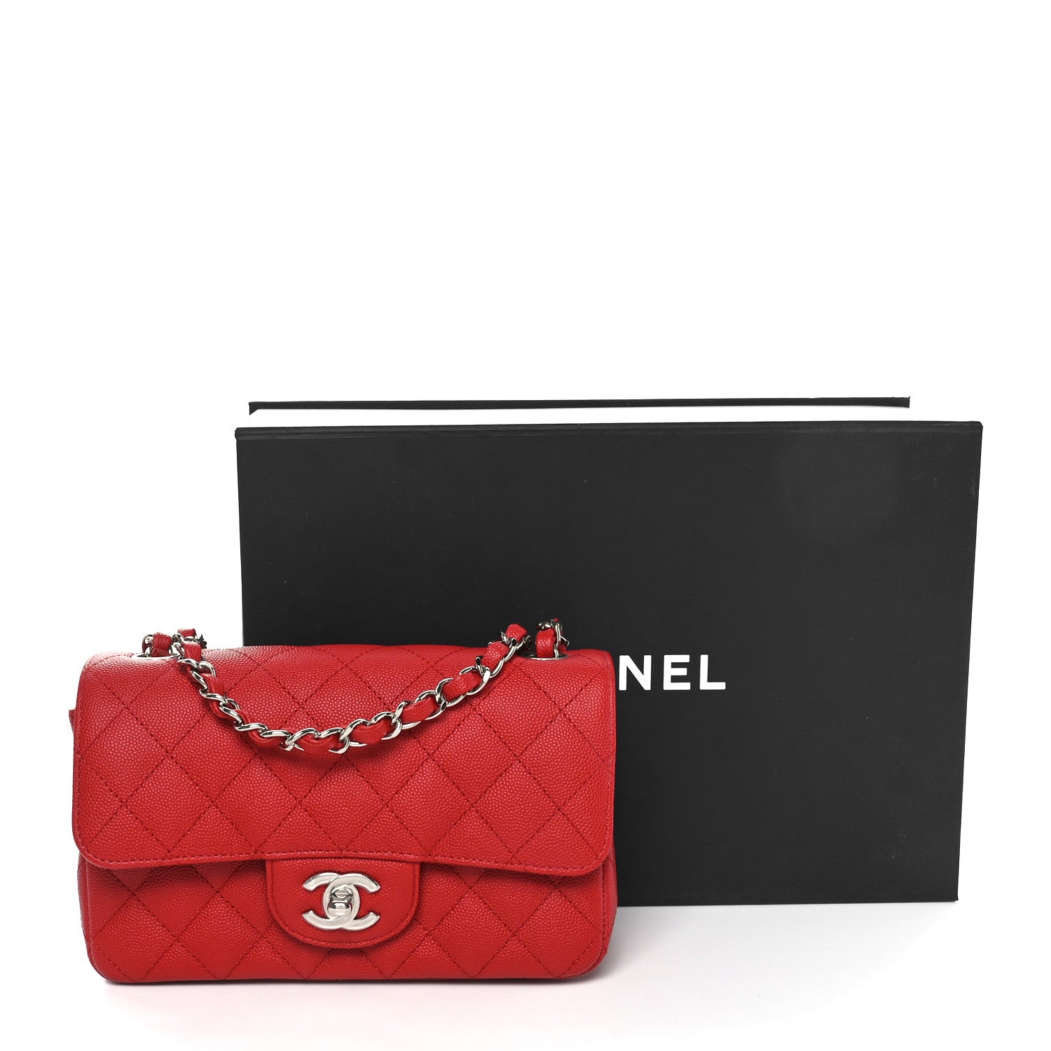 Chanel Caviar Quilted Mini Rectangular Flap Red 11 of 11