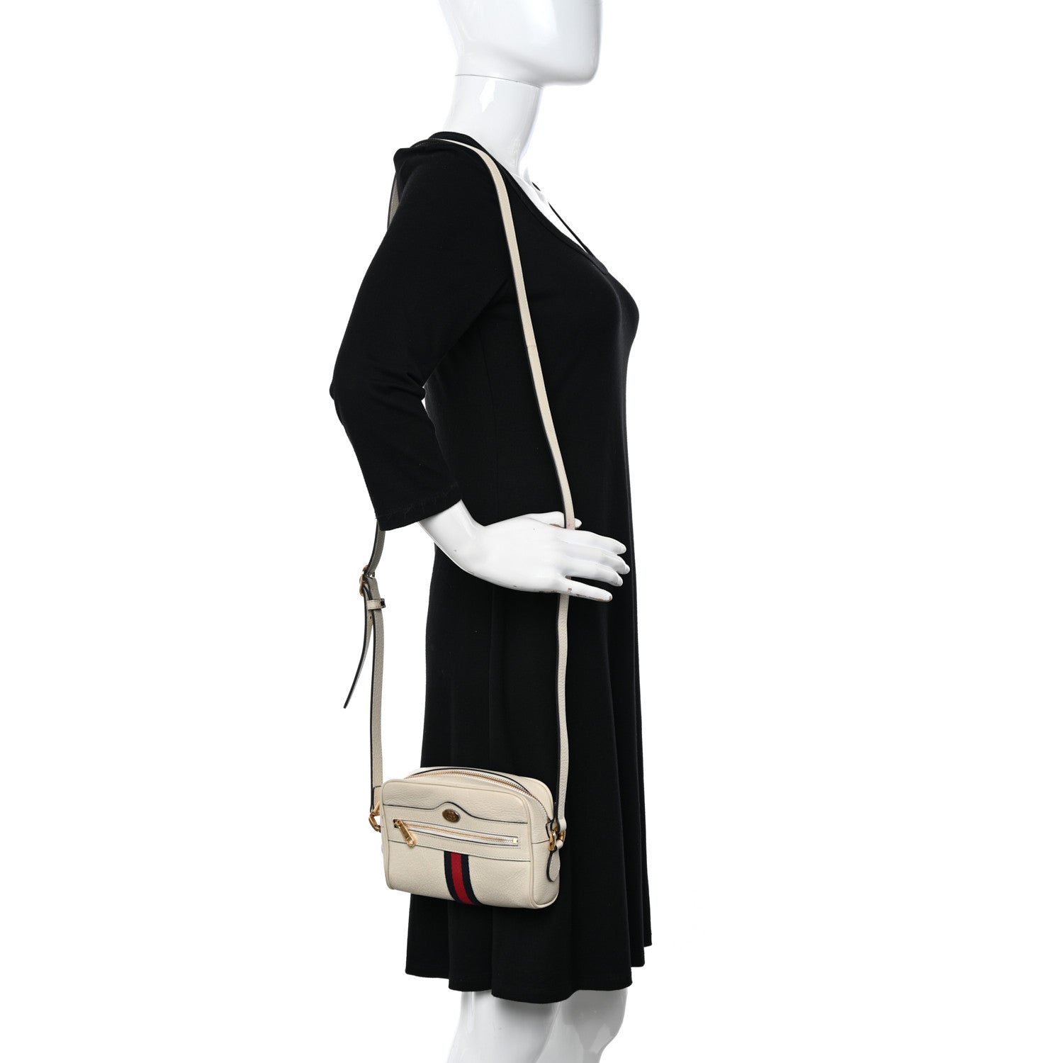 Gucci Textured Dollar Calfskin Web Mini Ophidia Shoulder Bag Mystic White 2 of 17