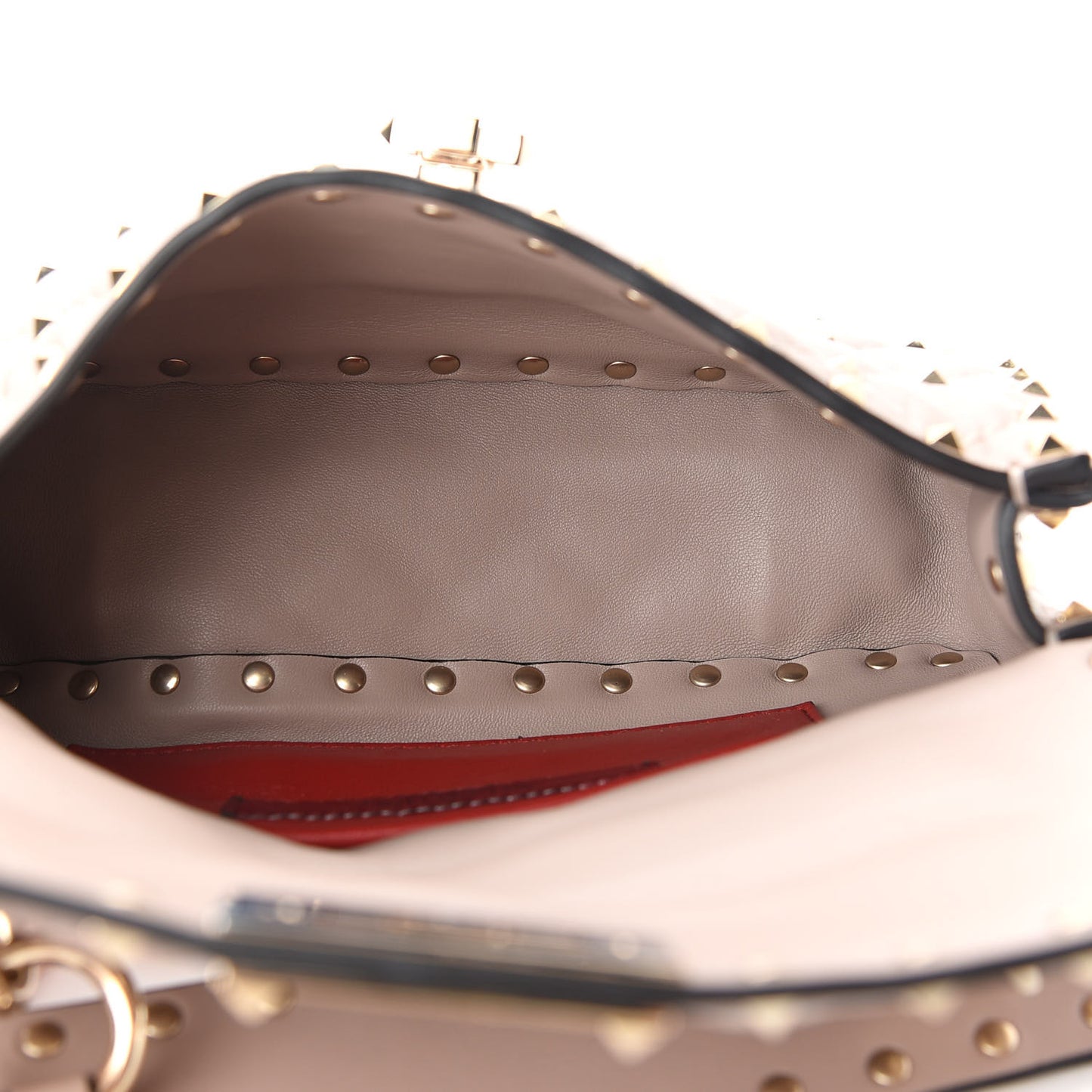 Nappa Small Rockstud Spike Shoulder Bag Poudre