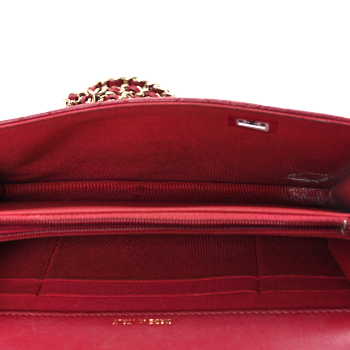 Lambskin Quilted Trendy CC Dual Handle Clutch With Chain Red