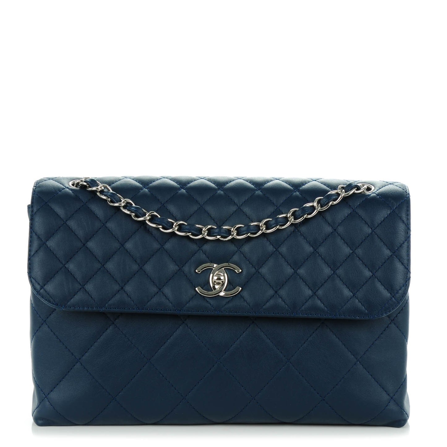 Calfskin Quilted In The Business Flap Dark Blue