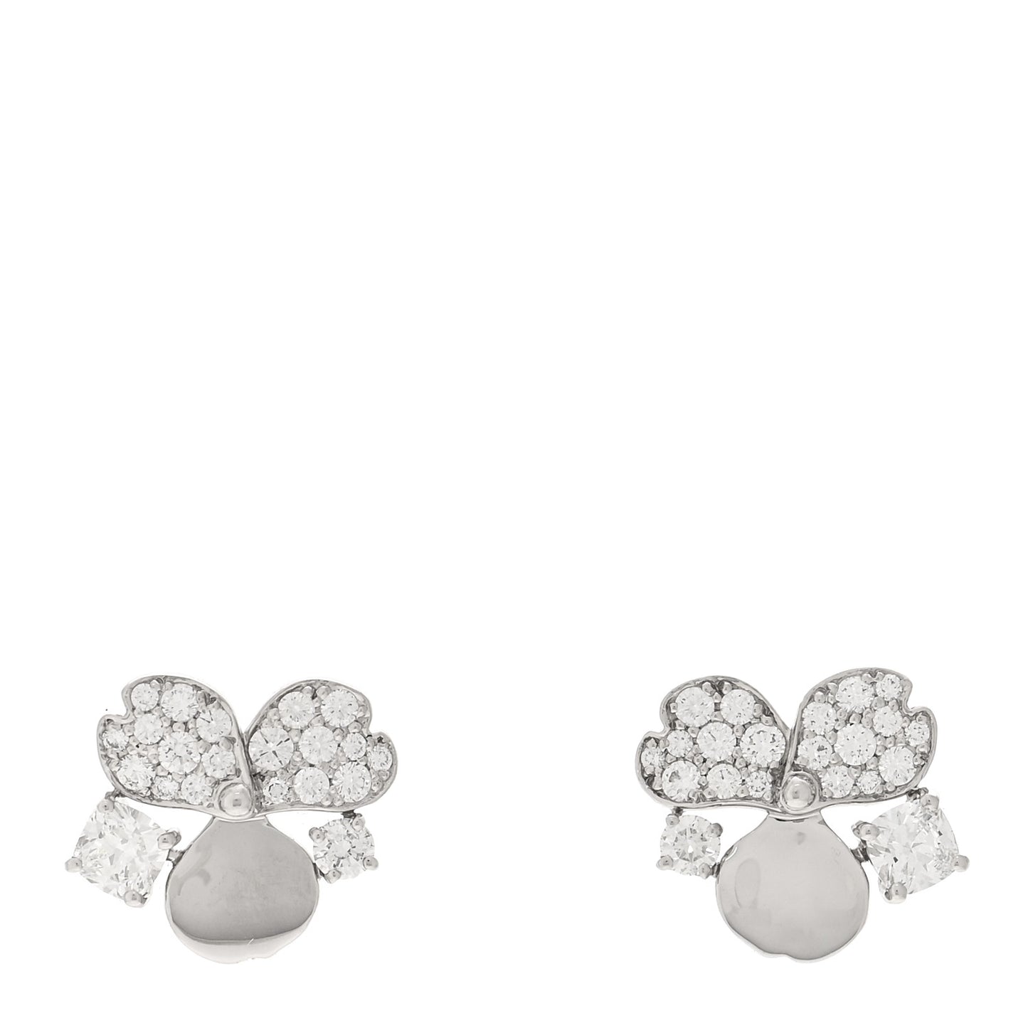 Platinum Diamond Paper Flowers Cluster Earrings