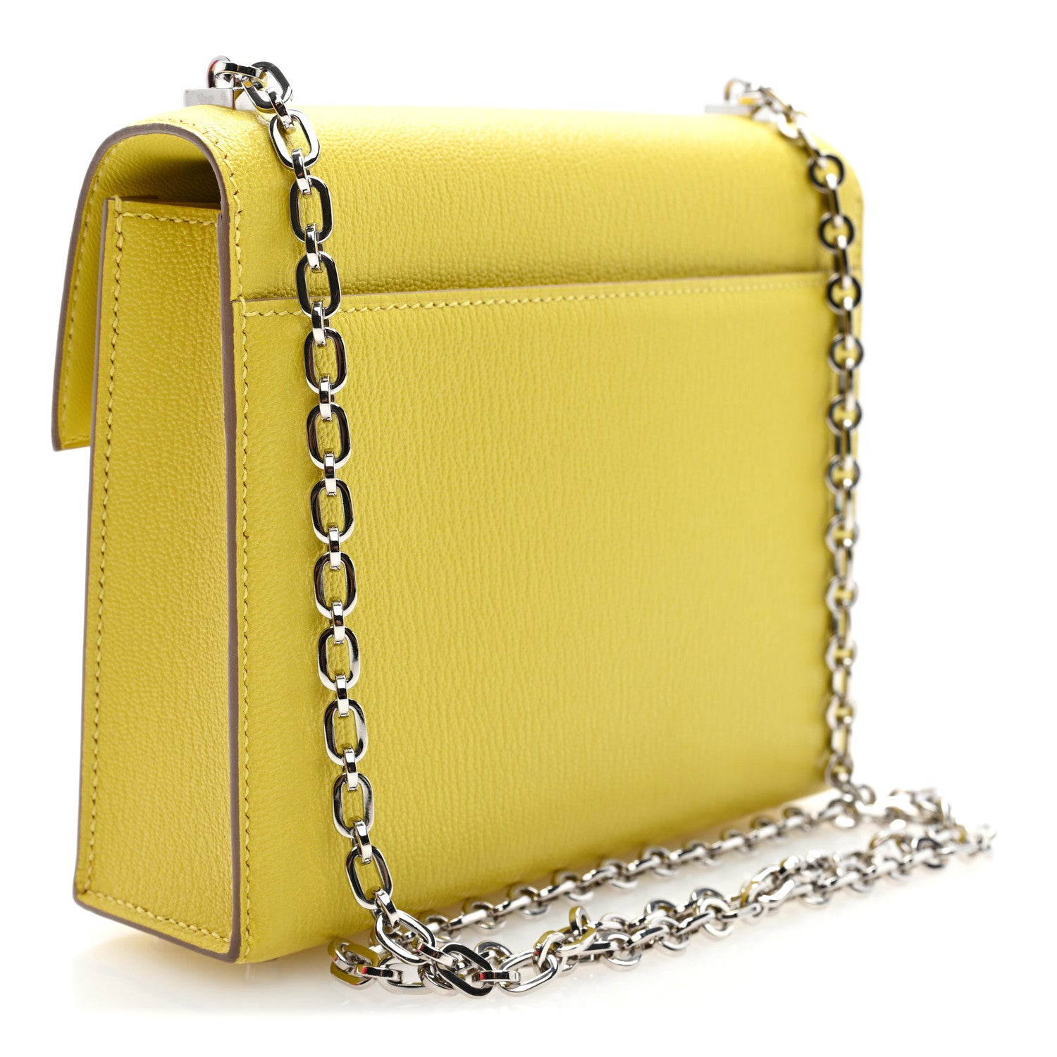 Hermes Chevre Mysore Mini Verrou Chaine Bag Lime 2 of 9