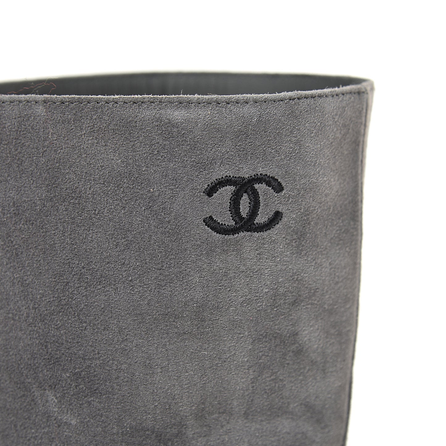Suede Calfskin Satin Gabrielle Cap Toe Short Boots 39.5 Grey Black