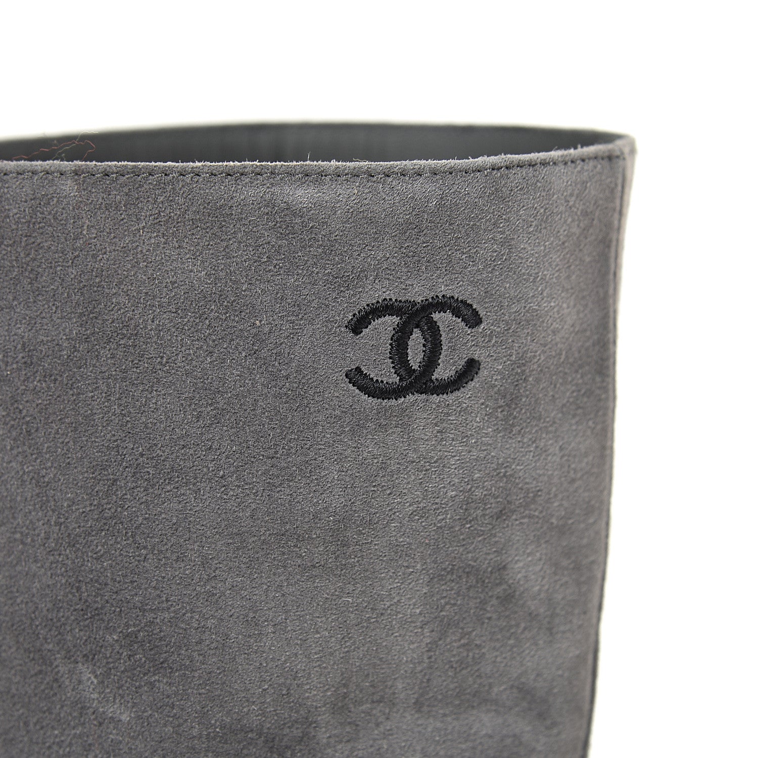 Chanel Suede Calfskin Satin Gabrielle Cap Toe Short Boots 39.5 Grey Black 7 of 10