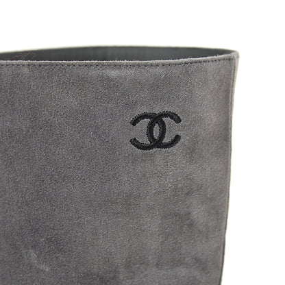 Chanel Suede Calfskin Satin Gabrielle Cap Toe Short Boots 39.5 Grey Black 7 of 10