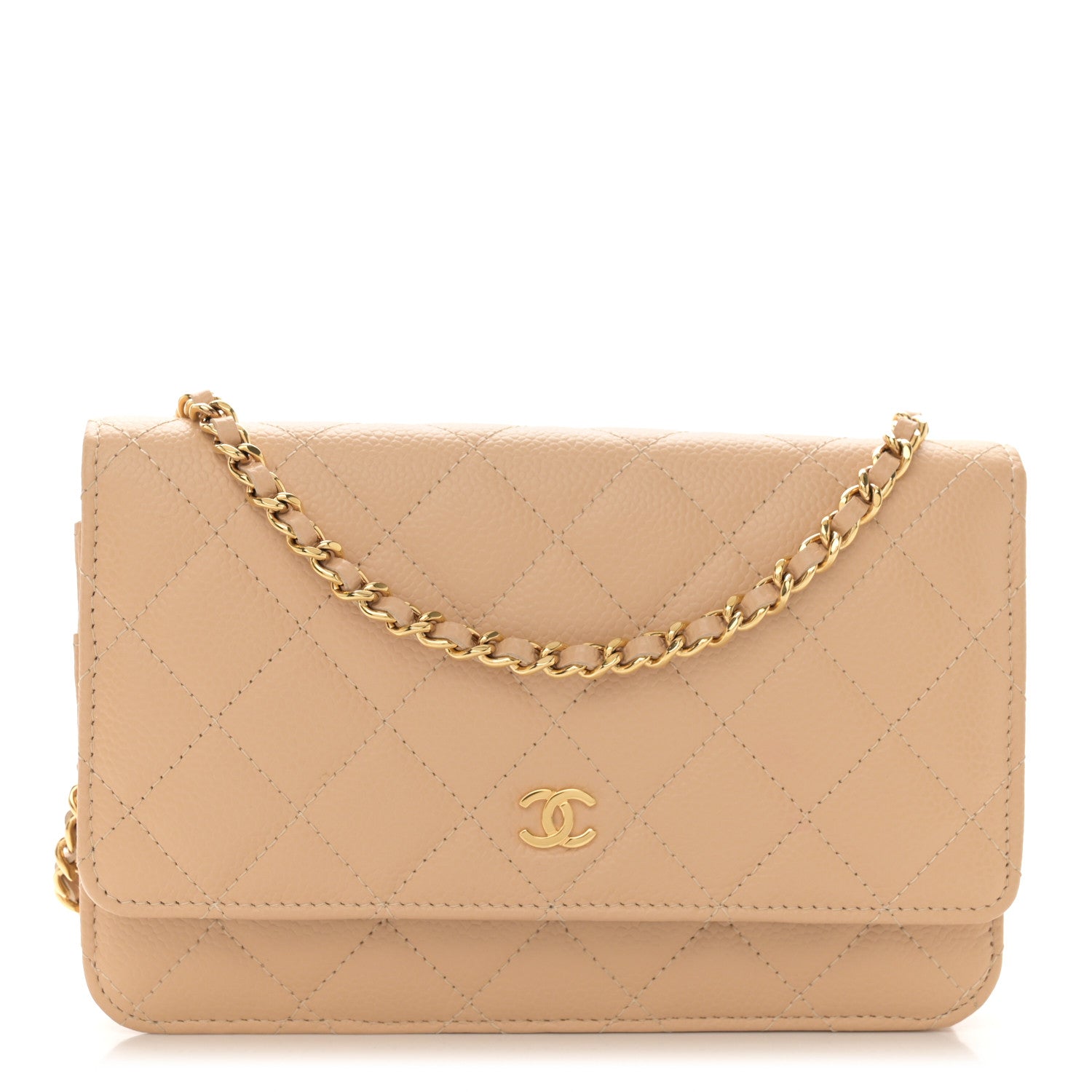 Chanel Caviar Quilted Wallet On Chain WOC Beige 1 of 12