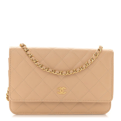 Chanel Caviar Quilted Wallet On Chain WOC Beige 1 of 12