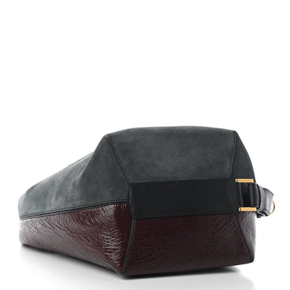 Givenchy Suede Crinkled Patent Deerskin Medium GV Bucket Bag Aubergine 3 of 6