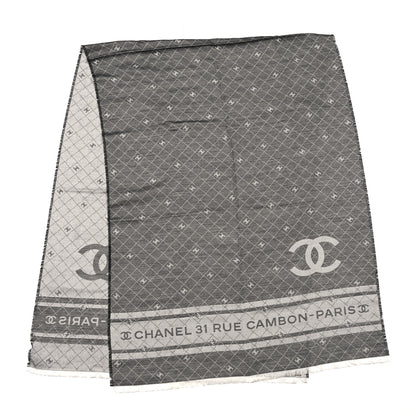 Chanel Cashmere Silk Quilted CC Logo Scarf Black 2 of 5