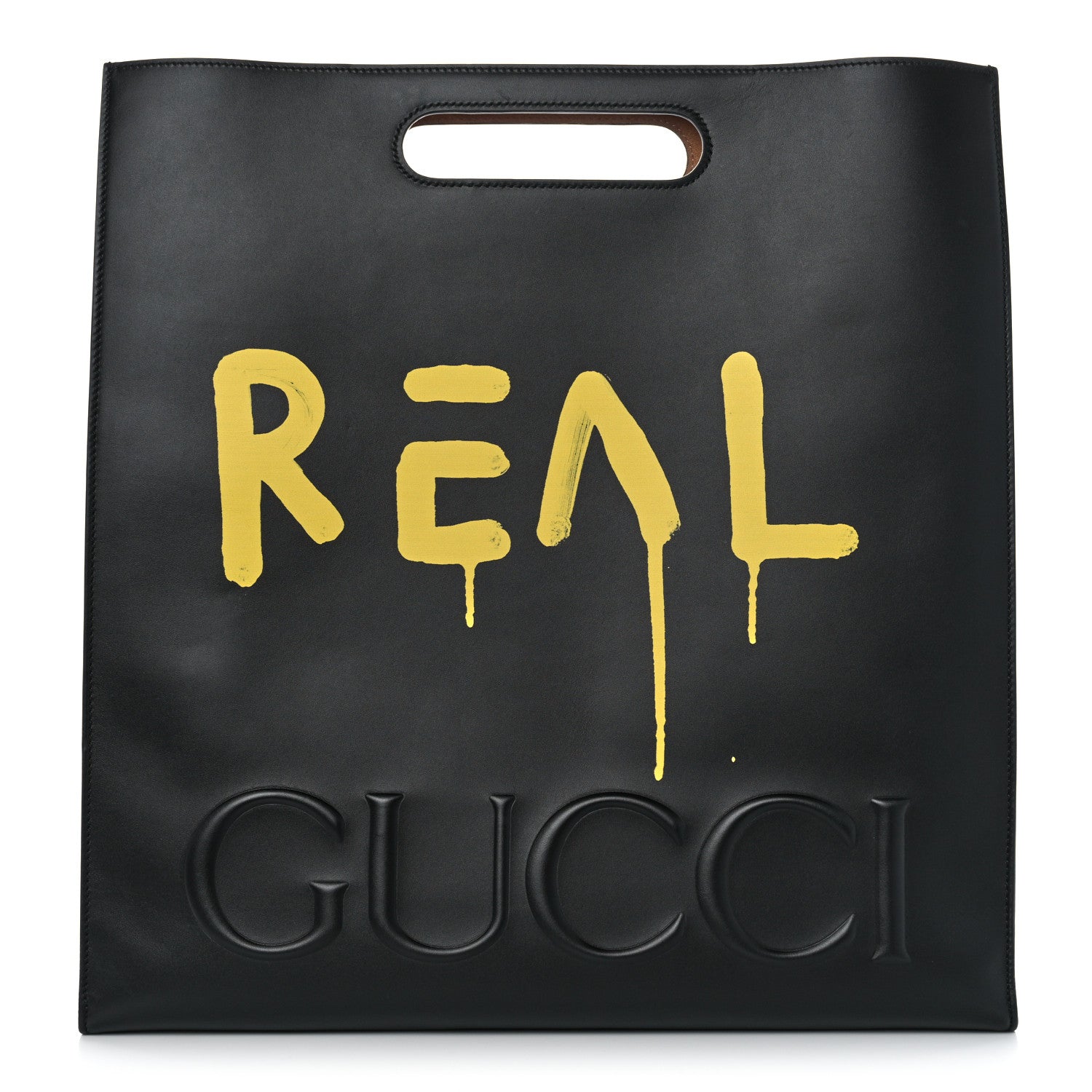 Gucci Calfskin GucciGhost Real Large XL Tote Black Yellow 1 of 10