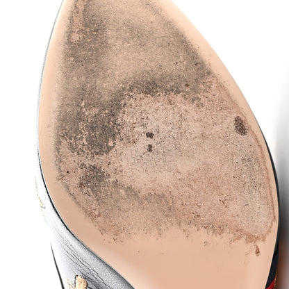 Gucci Malaga Kid Web Bee Star Embroidered Sylvie High Heel Slingback Pumps 39 Black 10 of 12