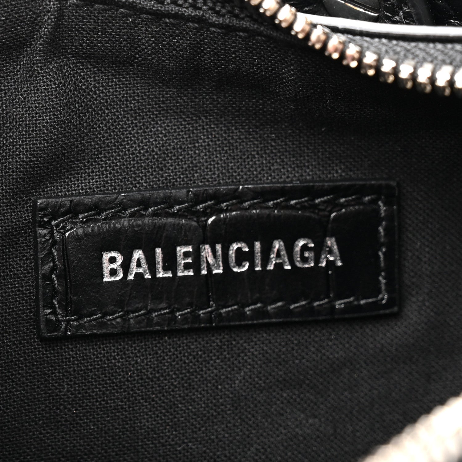 Balenciaga Extra Supple Calfskin Crystal Crocodile Embossed Le Cagole Shoulder Bag XS Black 7 of 11