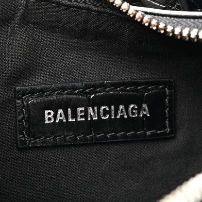 Balenciaga Extra Supple Calfskin Crystal Crocodile Embossed Le Cagole Shoulder Bag XS Black 7 of 11