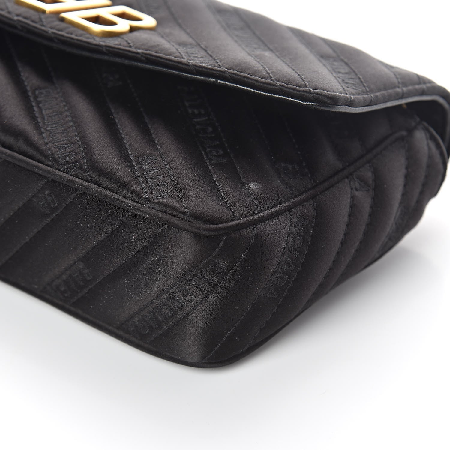 Balenciaga Satin Jacquard Logo Matelasse BB Chain Wallet Black 9 of 9