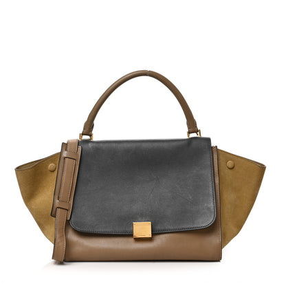 Celine Calfskin and Suede Small Tri-Color Trapeze Navy 1 of 8