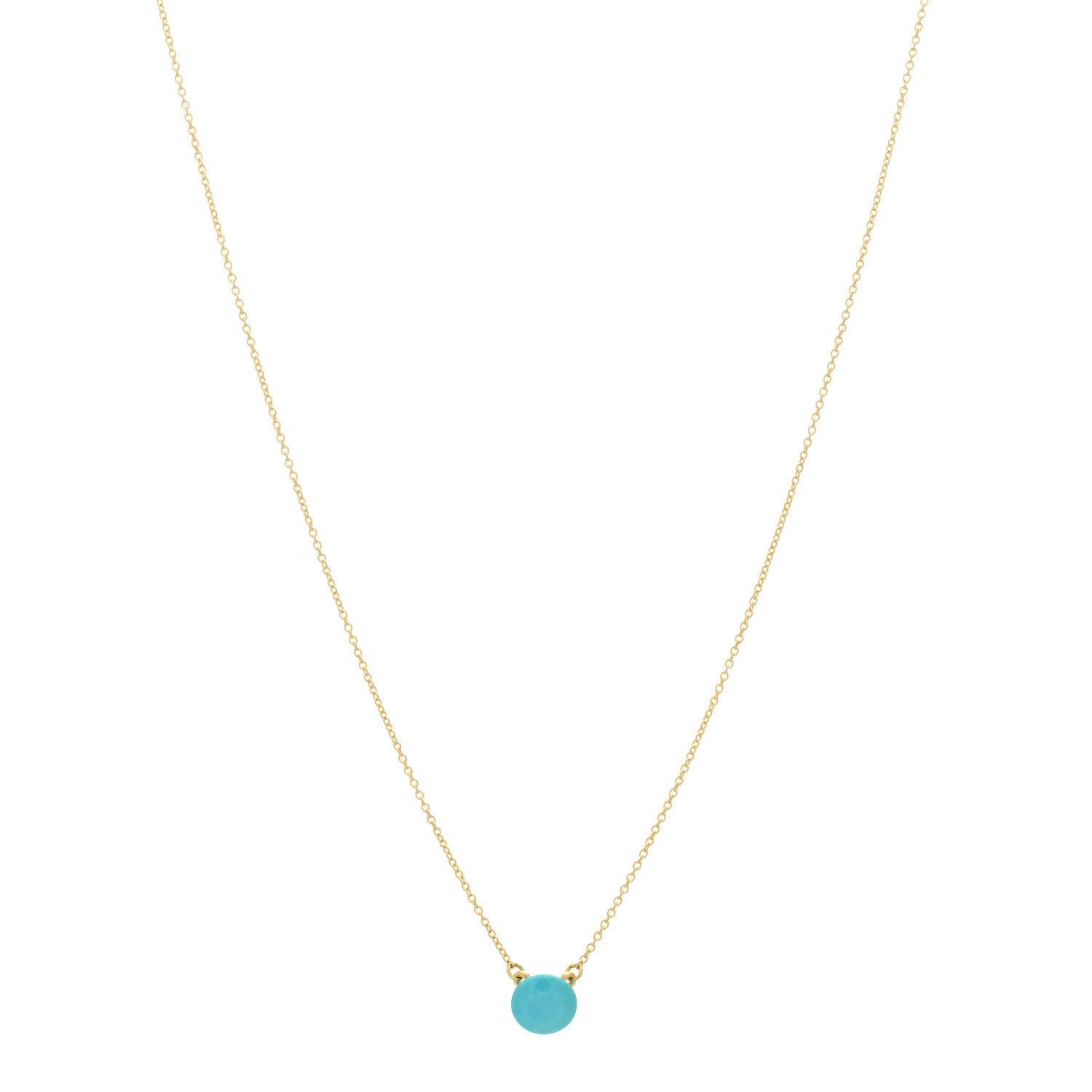Tiffany 18K Yellow Gold Turquoise Elsa Peretti 1 Carat Pendant Necklace 1 of 3