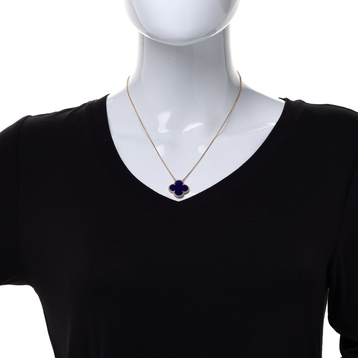 Van Cleef & Arpels 18K Yellow Gold Blue Sevres Porcelain Magic Alhambra Vendome Necklace 2 of 6