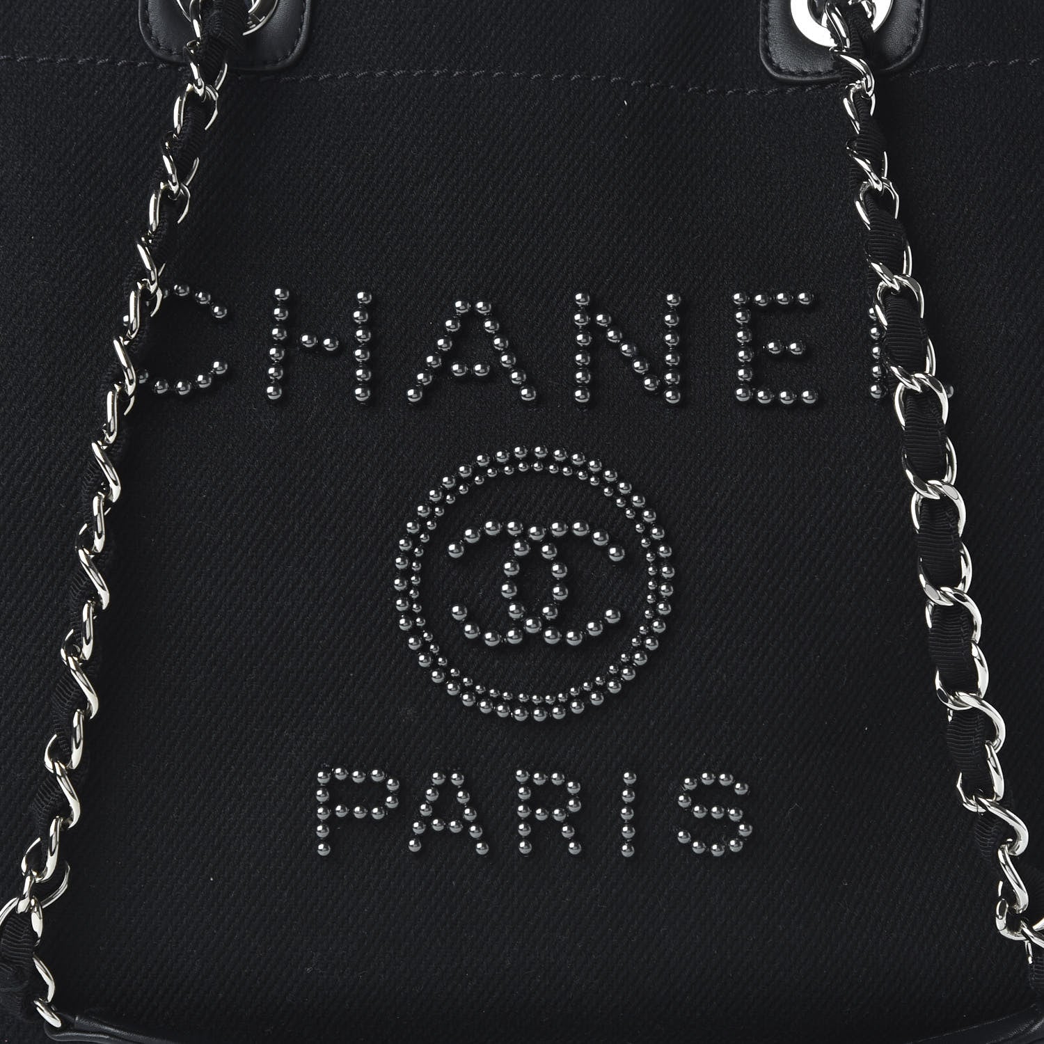Chanel Canvas Pearl Medium Deauville Tote Black 11 of 11