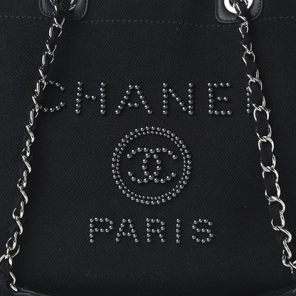 Chanel Canvas Pearl Medium Deauville Tote Black 11 of 11