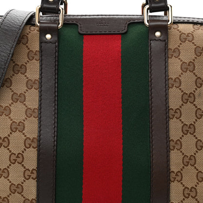 Gucci Monogram Vintage Web Medium Boston Dark Brown 8 of 14