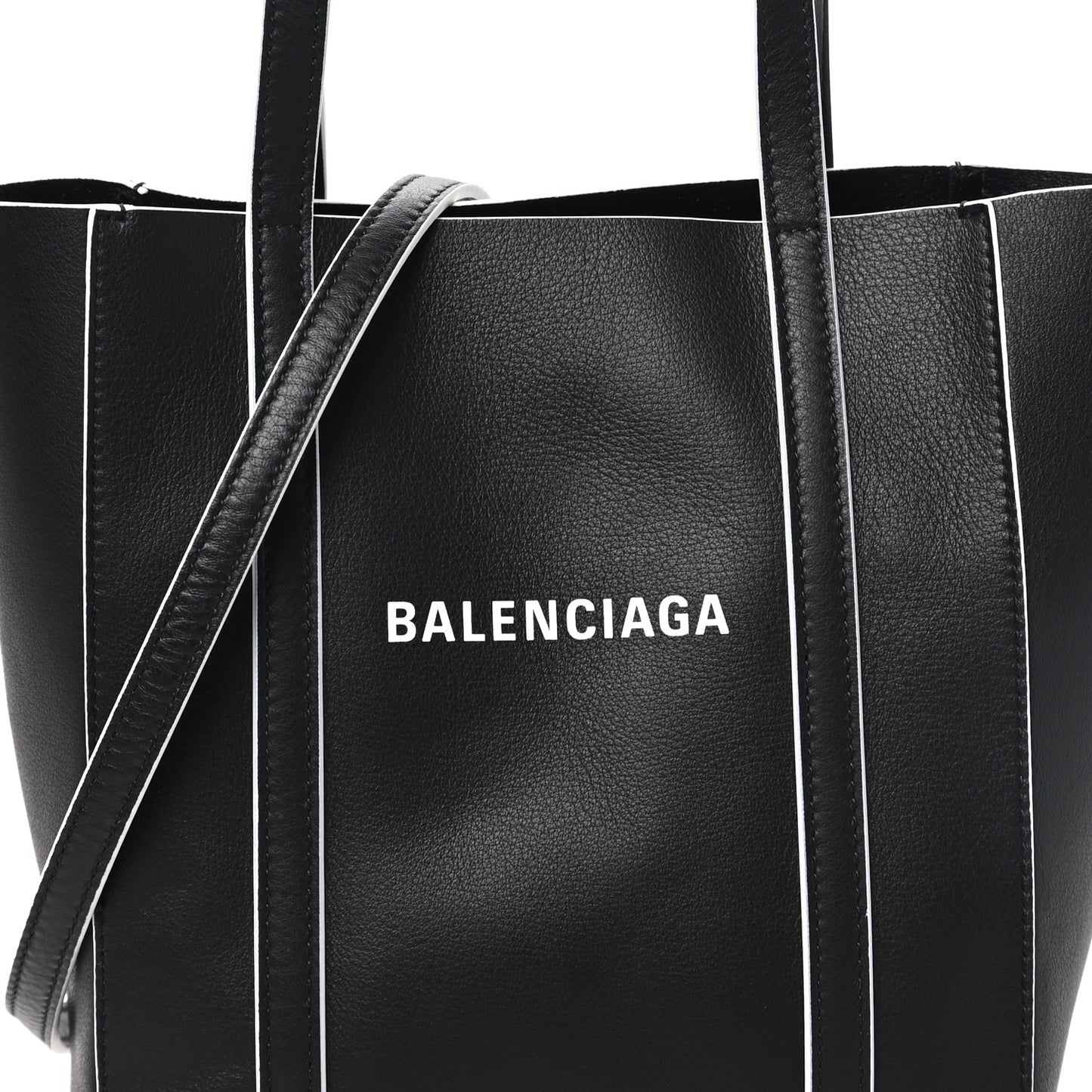 Smooth Calfskin Logo Double Sided XXS Everyday Tote Black White