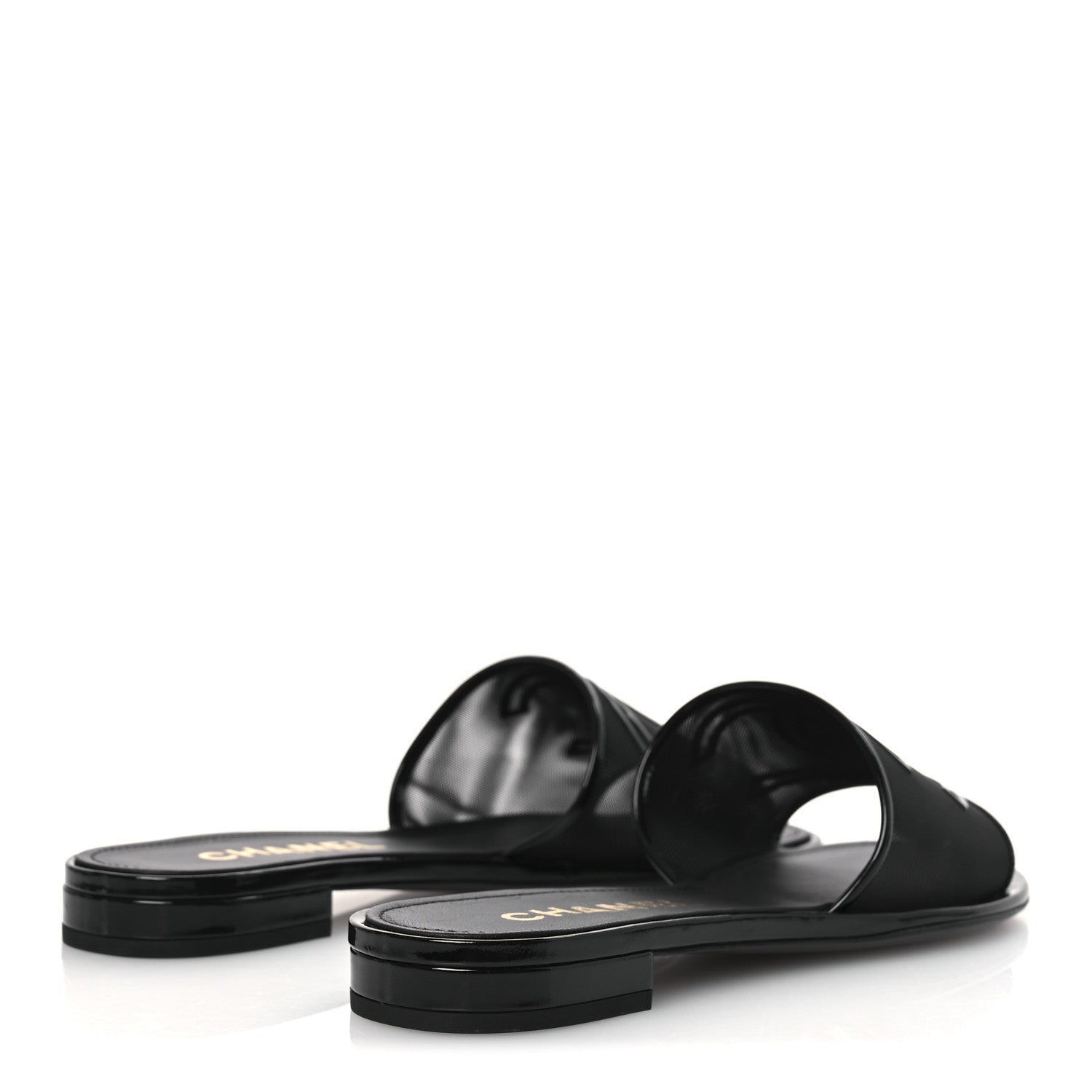 Chanel Mesh Patent Calfskin CC Mules 39 Black 5 of 10