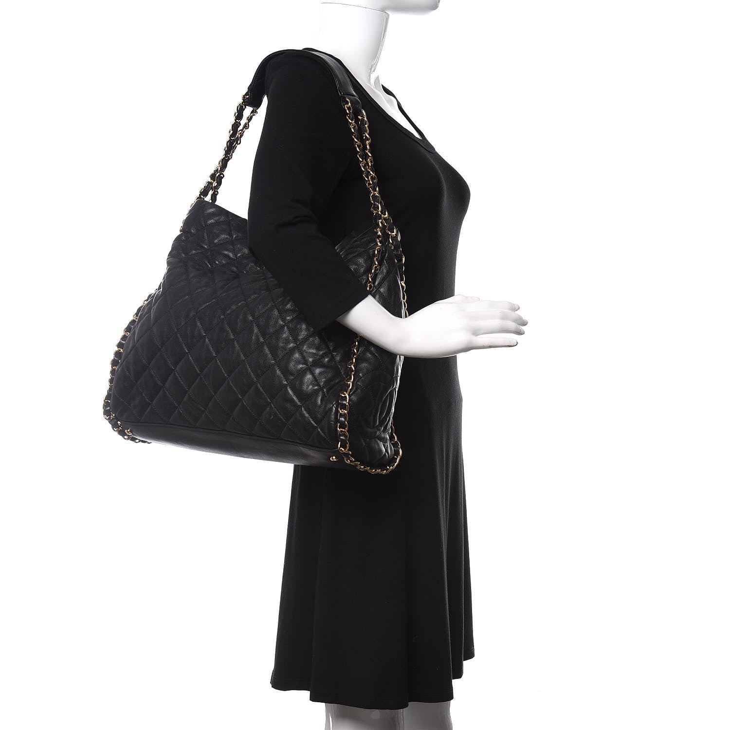 Chanel Calfskin Quilted Large Chain Me Hobo Black 2 of 10