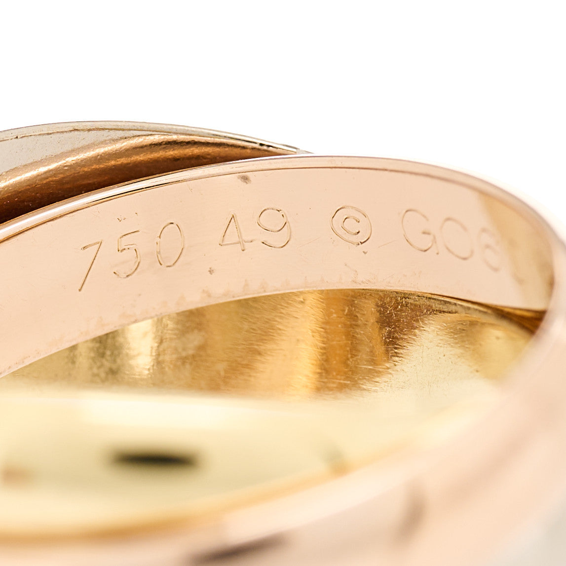 Cartier 18K Pink Yellow White Gold Classic Trinity Ring 49 4.75 4 of 5