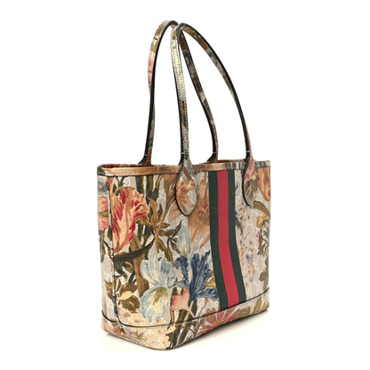 Gucci GG Supreme Monogram Water Flora Web Small Ophidia Tote Beige White Multicolor 3 of 11