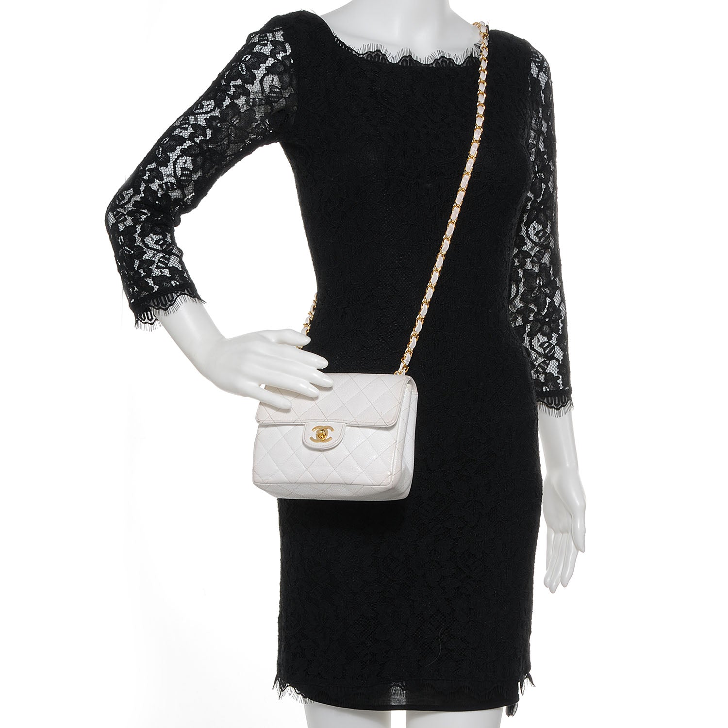 Chanel Caviar Quilted Mini Flap White 2 of 5