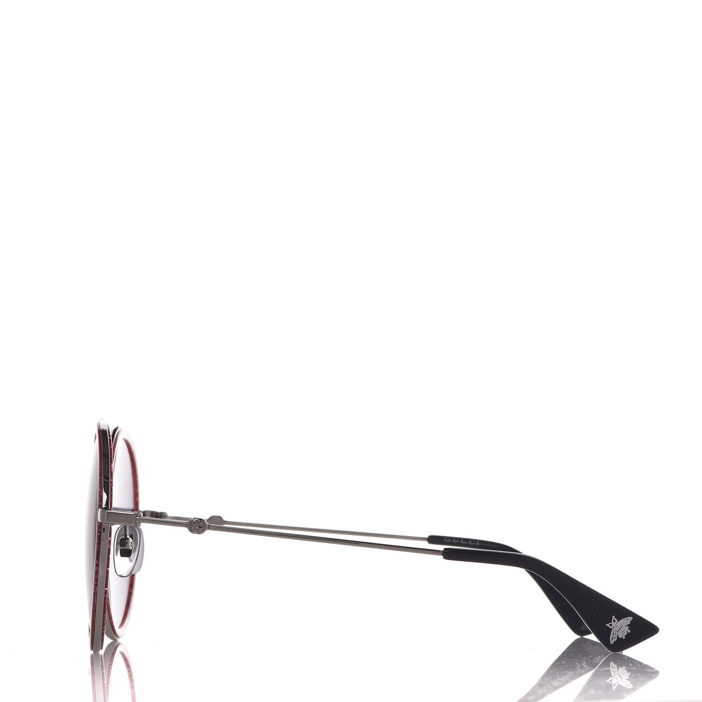 Metal Round Frame Glitter Sunglasses GG0061S Red