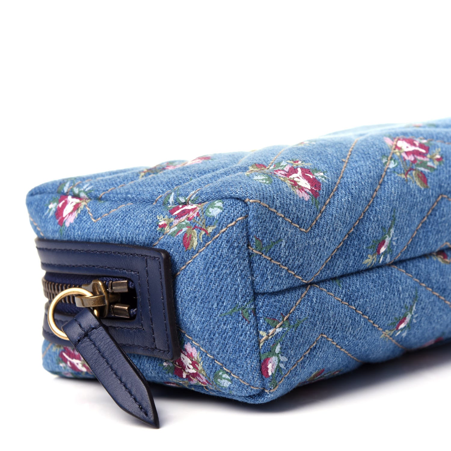 Gucci Denim Matelasse Flora GG Marmont Cosmetic Case Blue 8 of 10