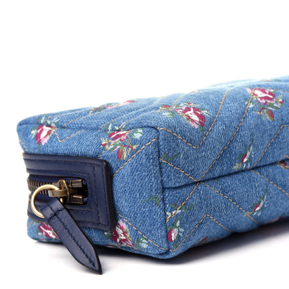 Gucci Denim Matelasse Flora GG Marmont Cosmetic Case Blue 8 of 10