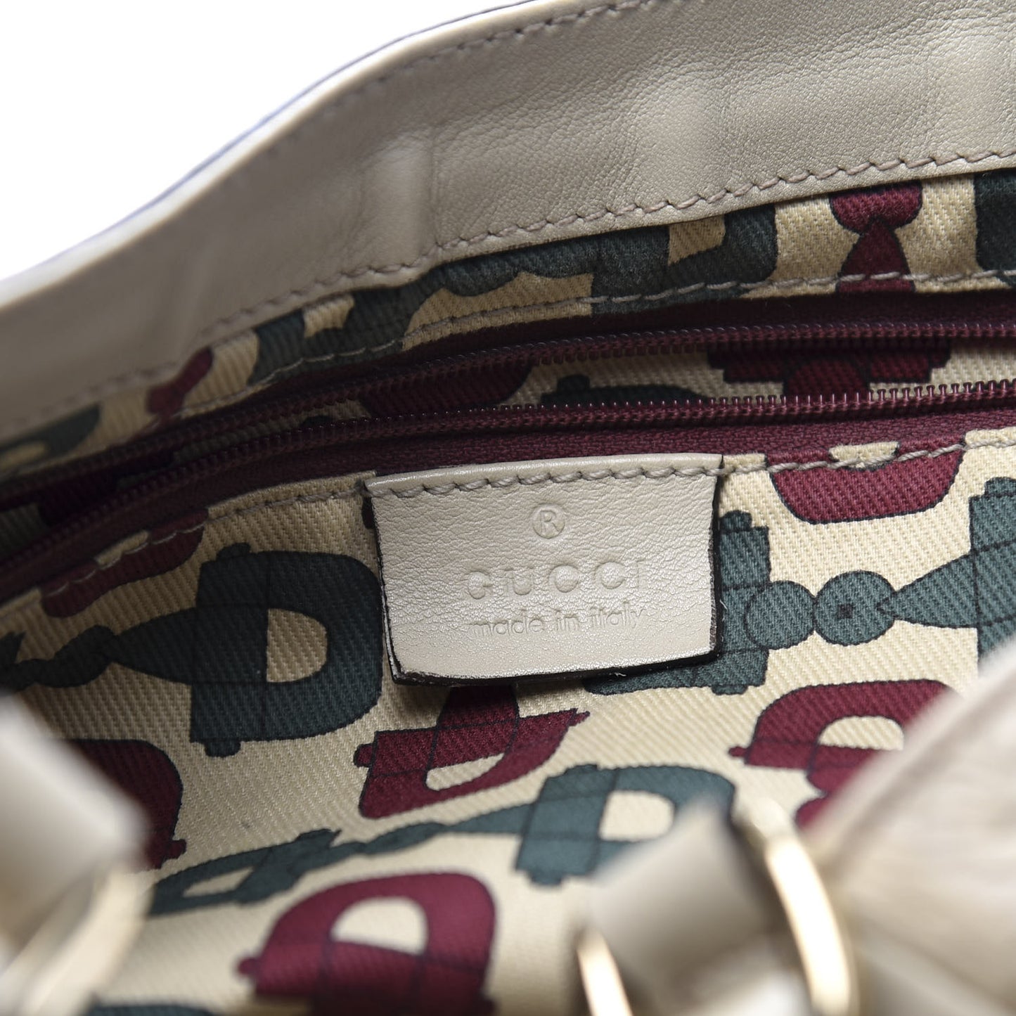 Guccissima Large D Gold Ring Shoulder Bag Off White