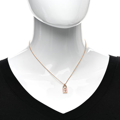 Hermes 18K Rose Gold Pink Sapphire Amulettes Cadenas Pendant Necklace 2 of 5