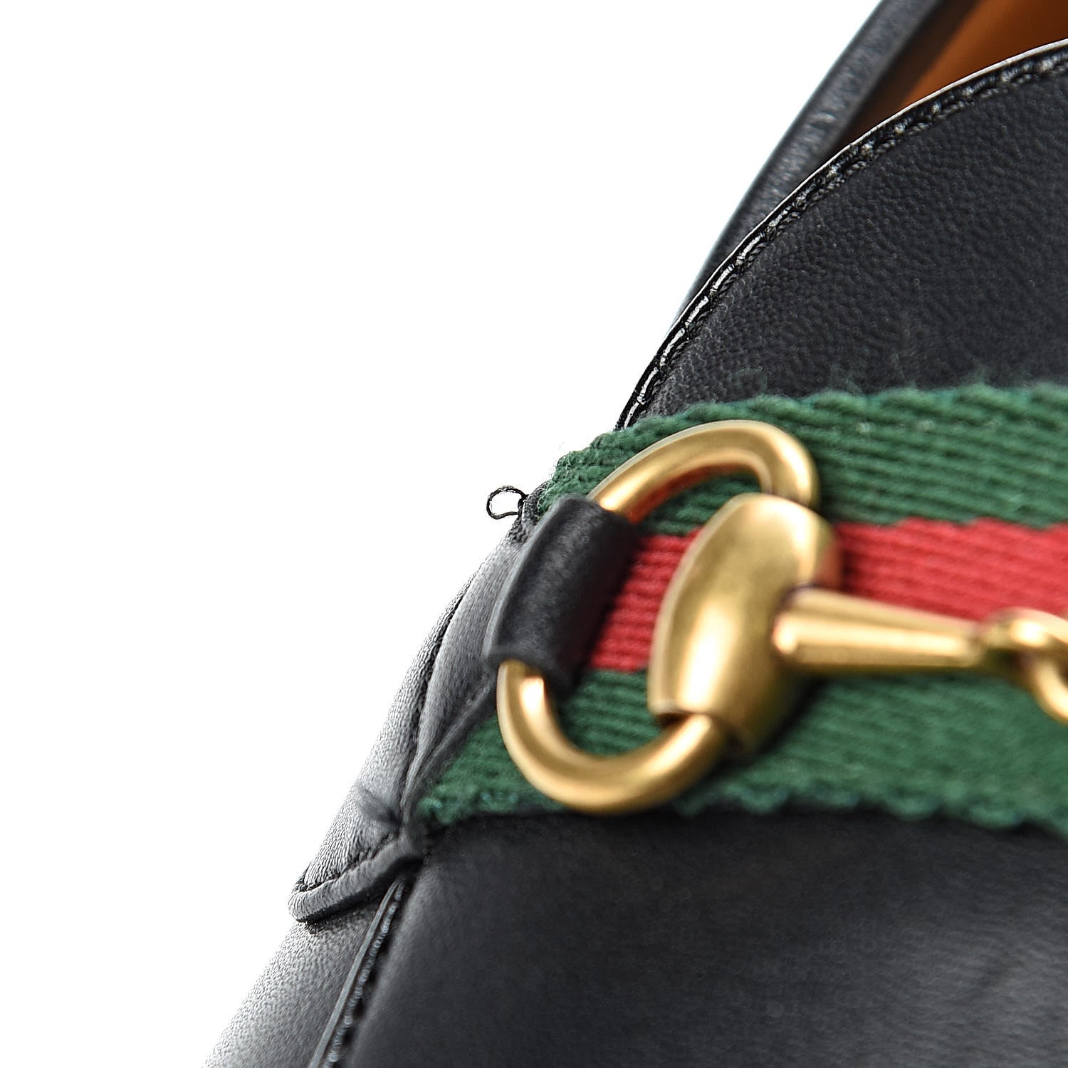 Gucci Lambskin Web Mens Horsebit Loafers 7.5 Black 9 of 10
