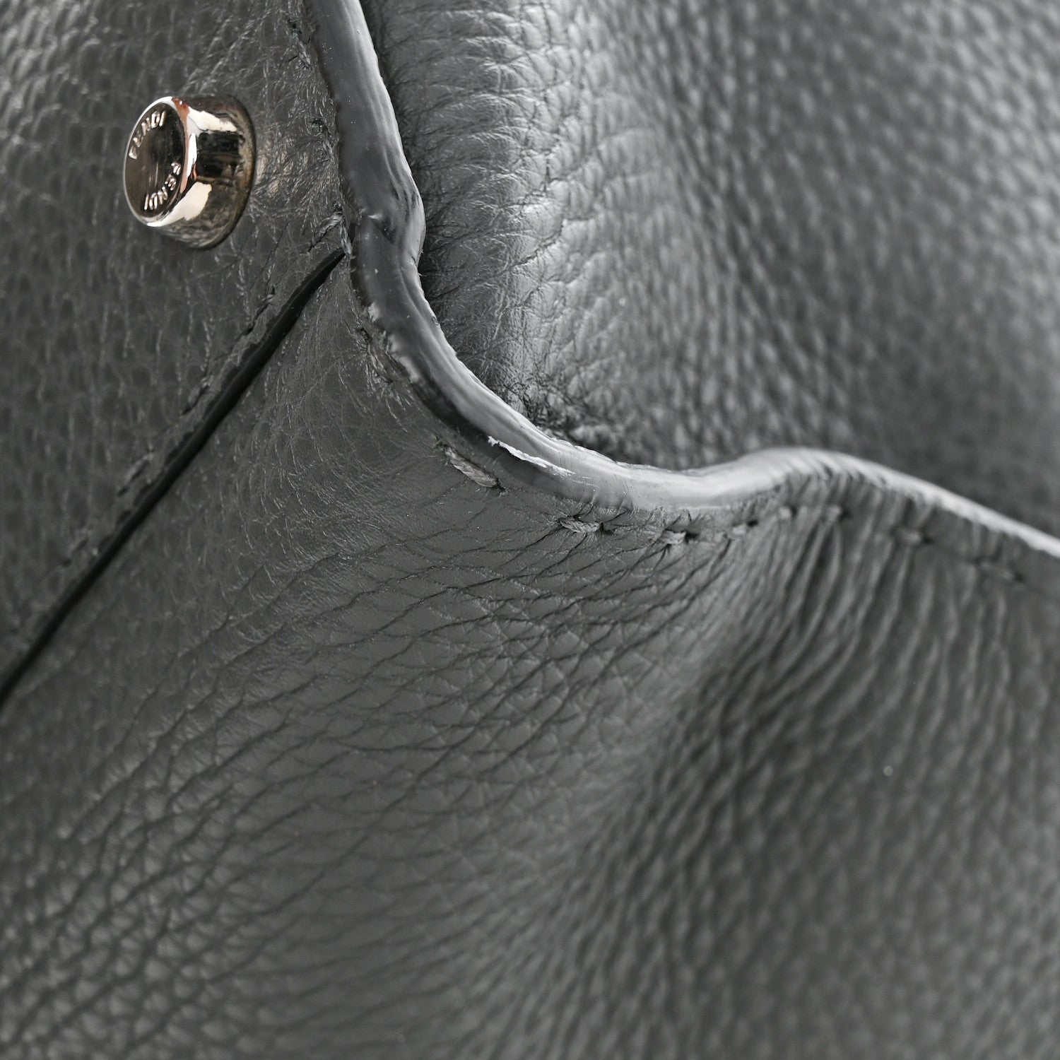 Fendi Cuoio Romano Selleria Bi-Color Large Peekaboo Iconic Satchel Asfalto Latte 11 of 12