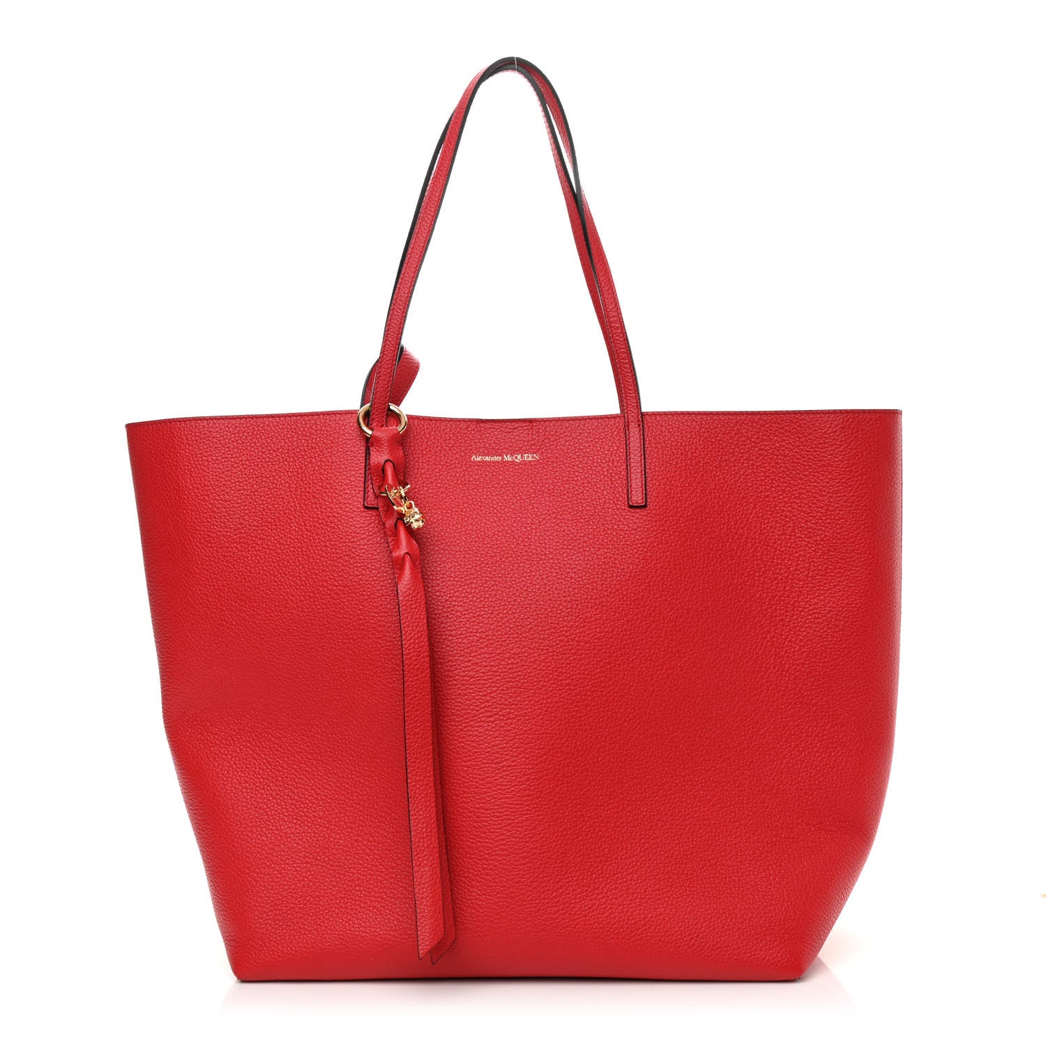 Alexander McQueen Grained Calfskin Skull Open Shopper Tote Red 2 of 9