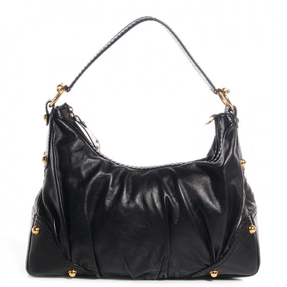 Leather Medium Jockey Hobo Black